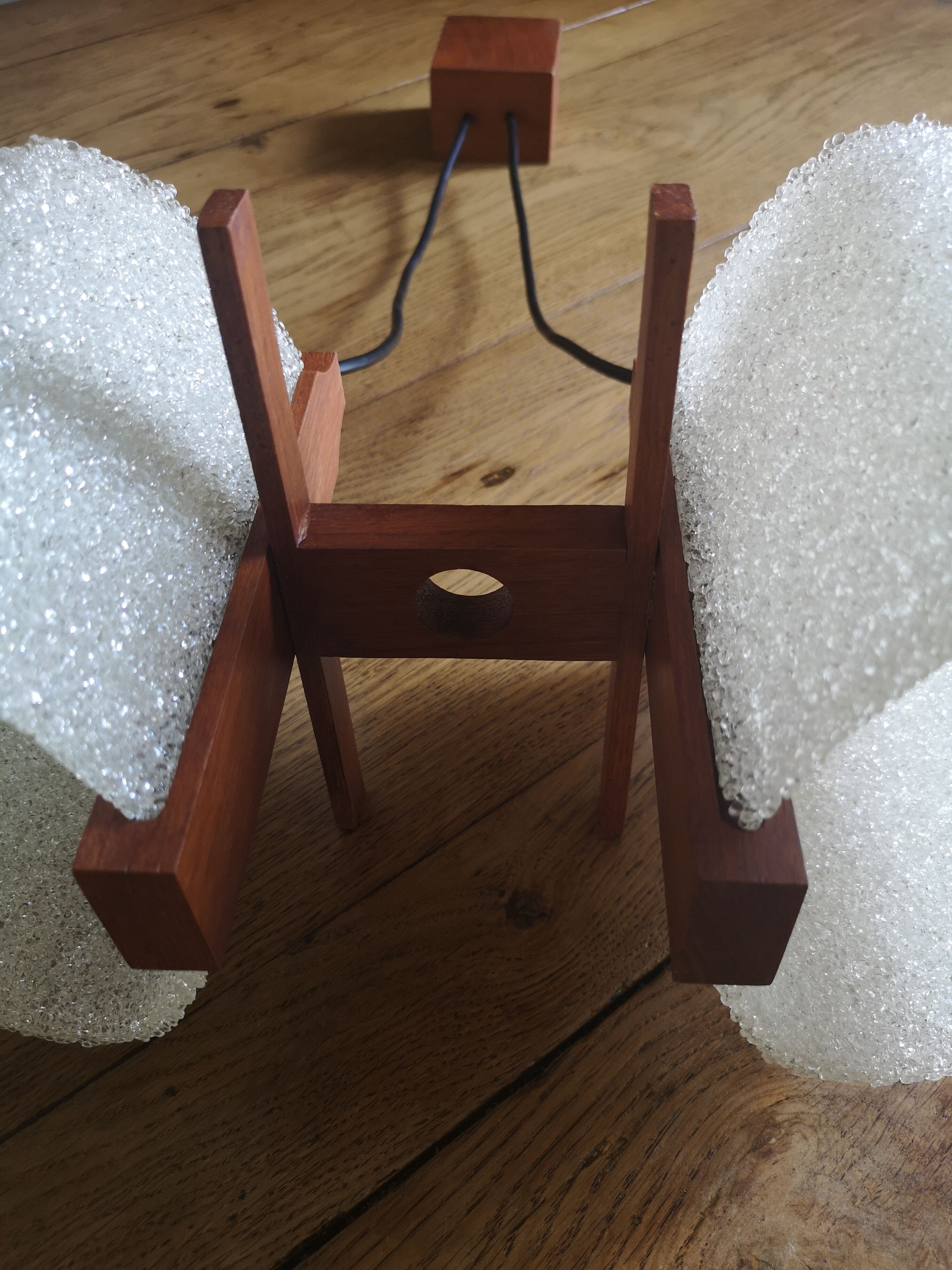 Vintage suspension, Scandinavian in perspex and wood