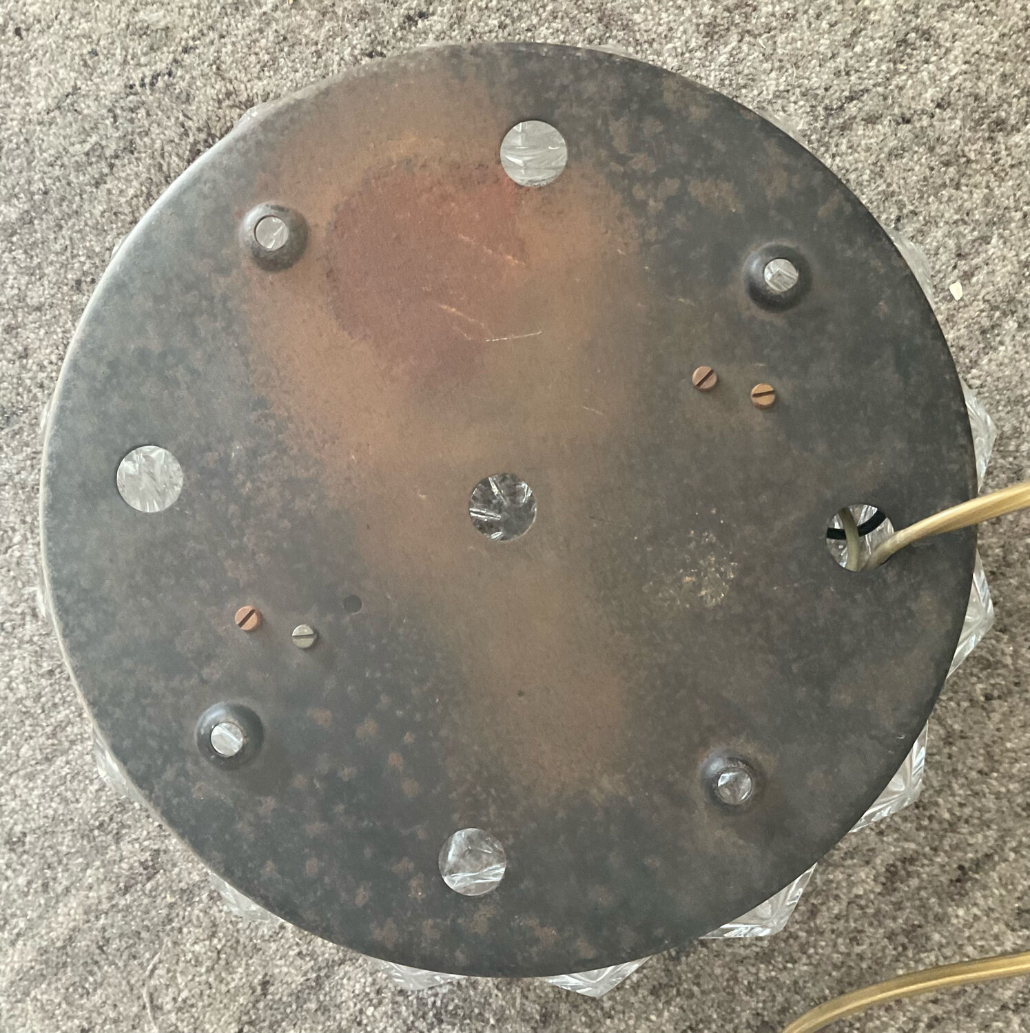 Vintage cast glass ceiling lamp 70s