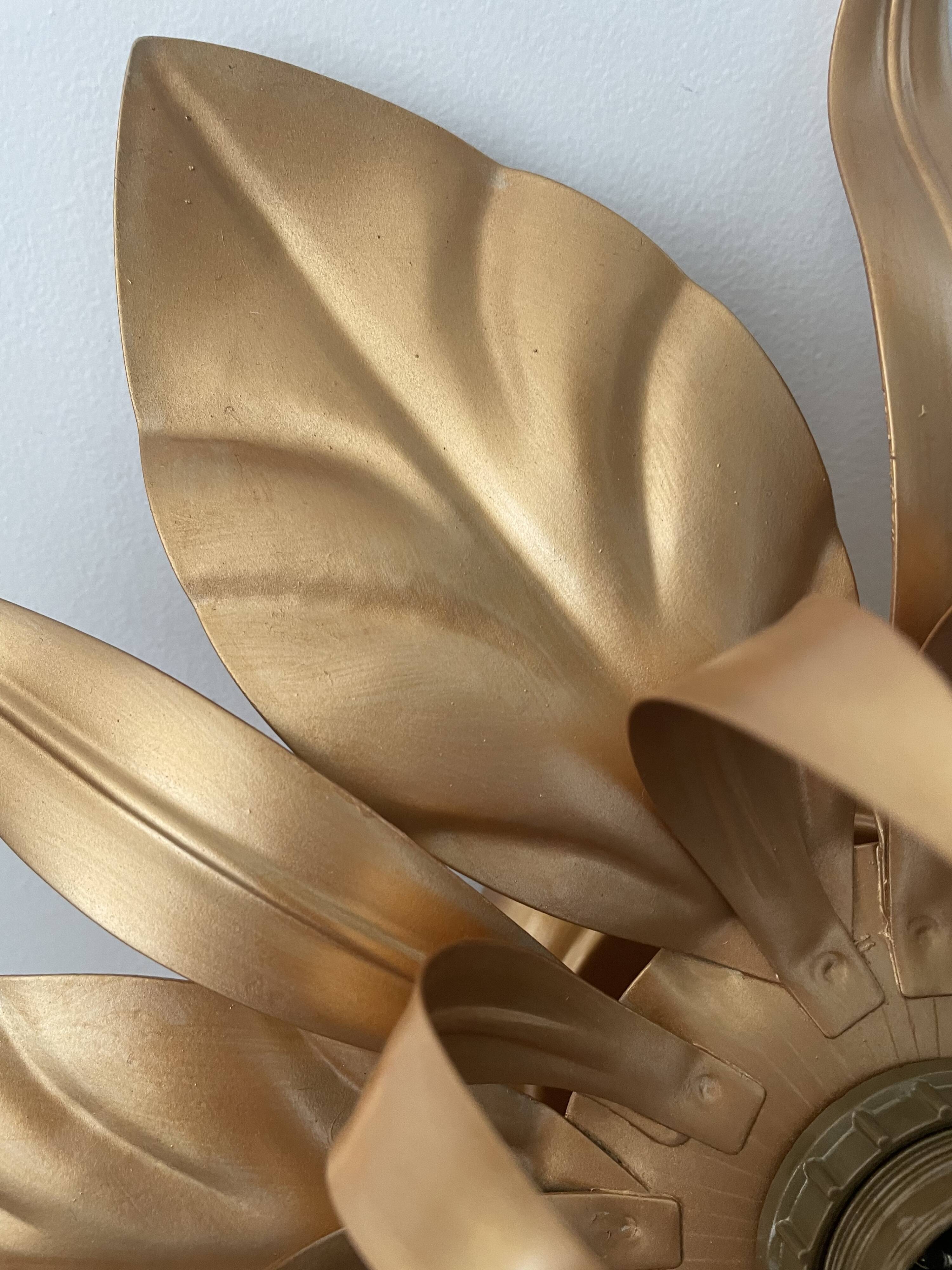 Flowers wall lamp and electrified golden leaf to nine