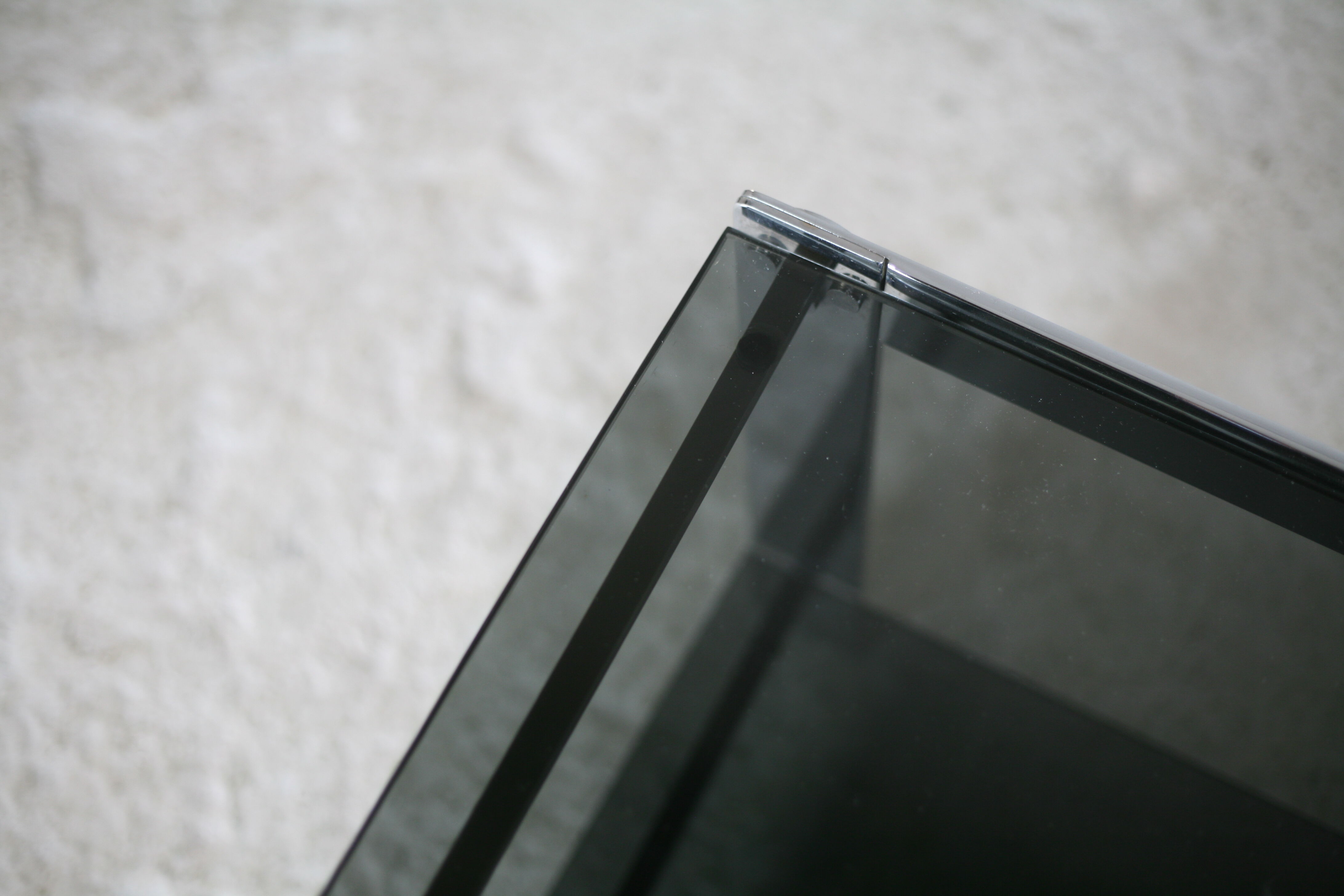 Coffee table steel and smoked glass, France, circa 1970