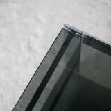 Coffee table steel and smoked glass, France, circa 1970