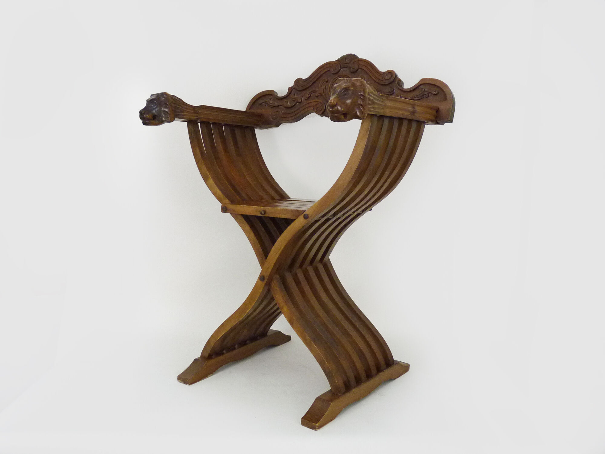Chaise Savonarola vintage en noyer, Italie, 1970s