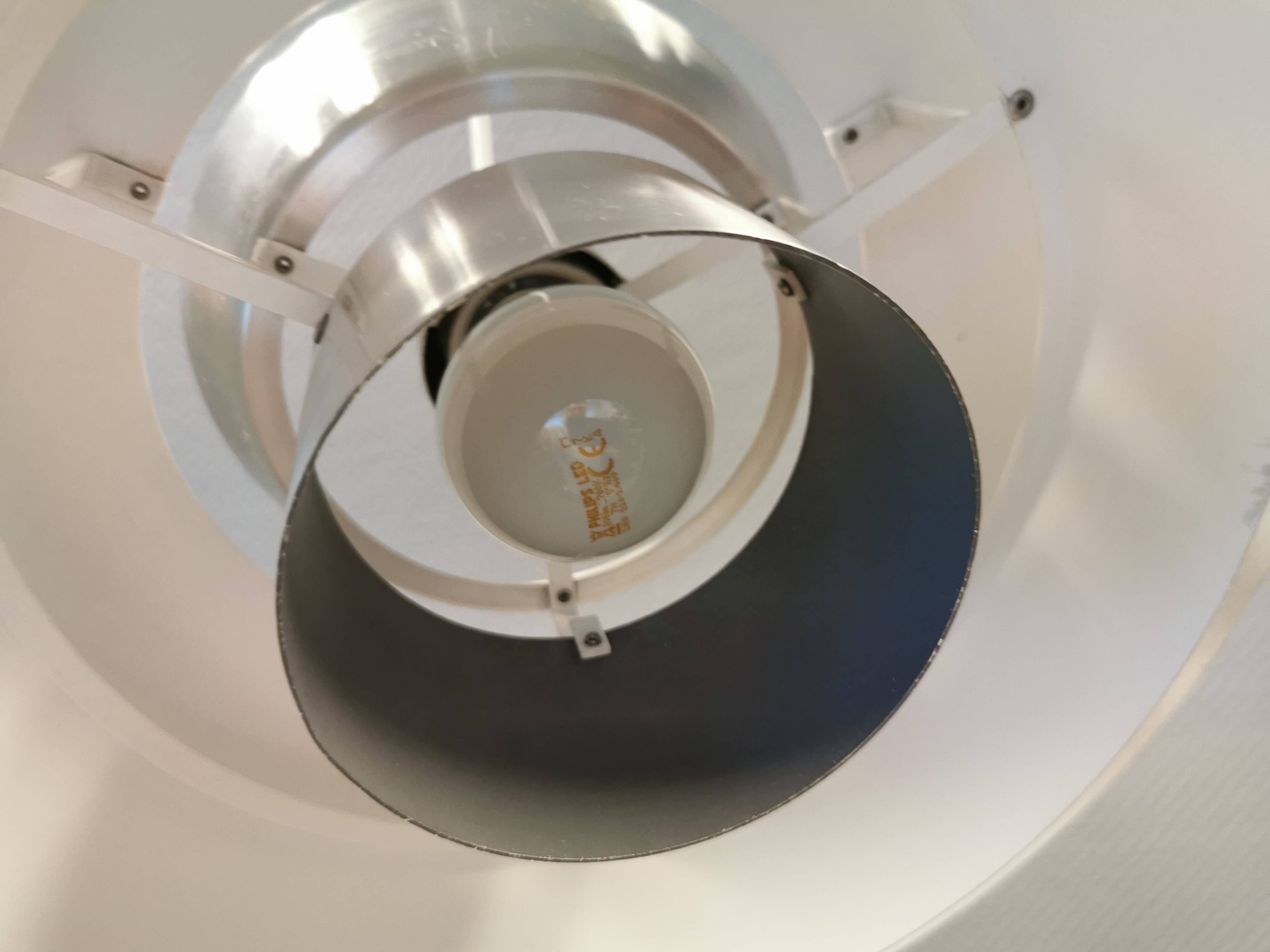 Jo Hammerborg hanging lamp in aluminium designed in 1963. Model Nova