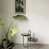 Bauhaus art deco console table in wood and chrome