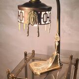 1900 bronze and brass art nouveau lamp, inspired by Napoleon 3, 35x18