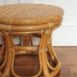 Low rattan stool and vintage canning