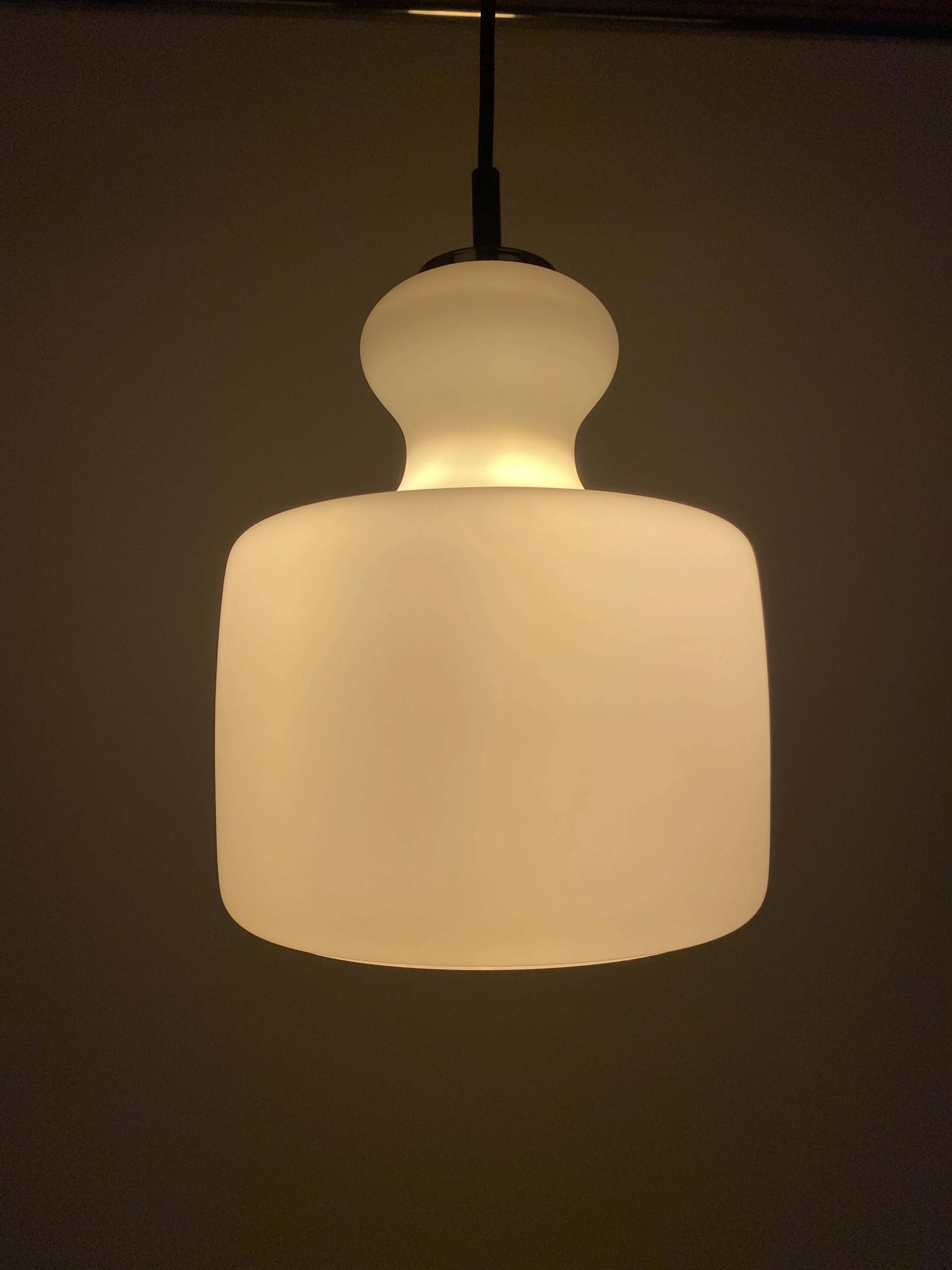 Frosted white glass pendant by Peill and Putzler 1960