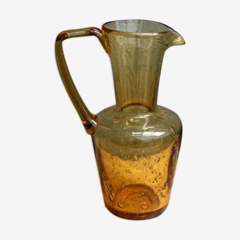 Pichet en verre soufflé, bullé
