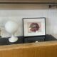 Vintage white opaline globe bedside lamp