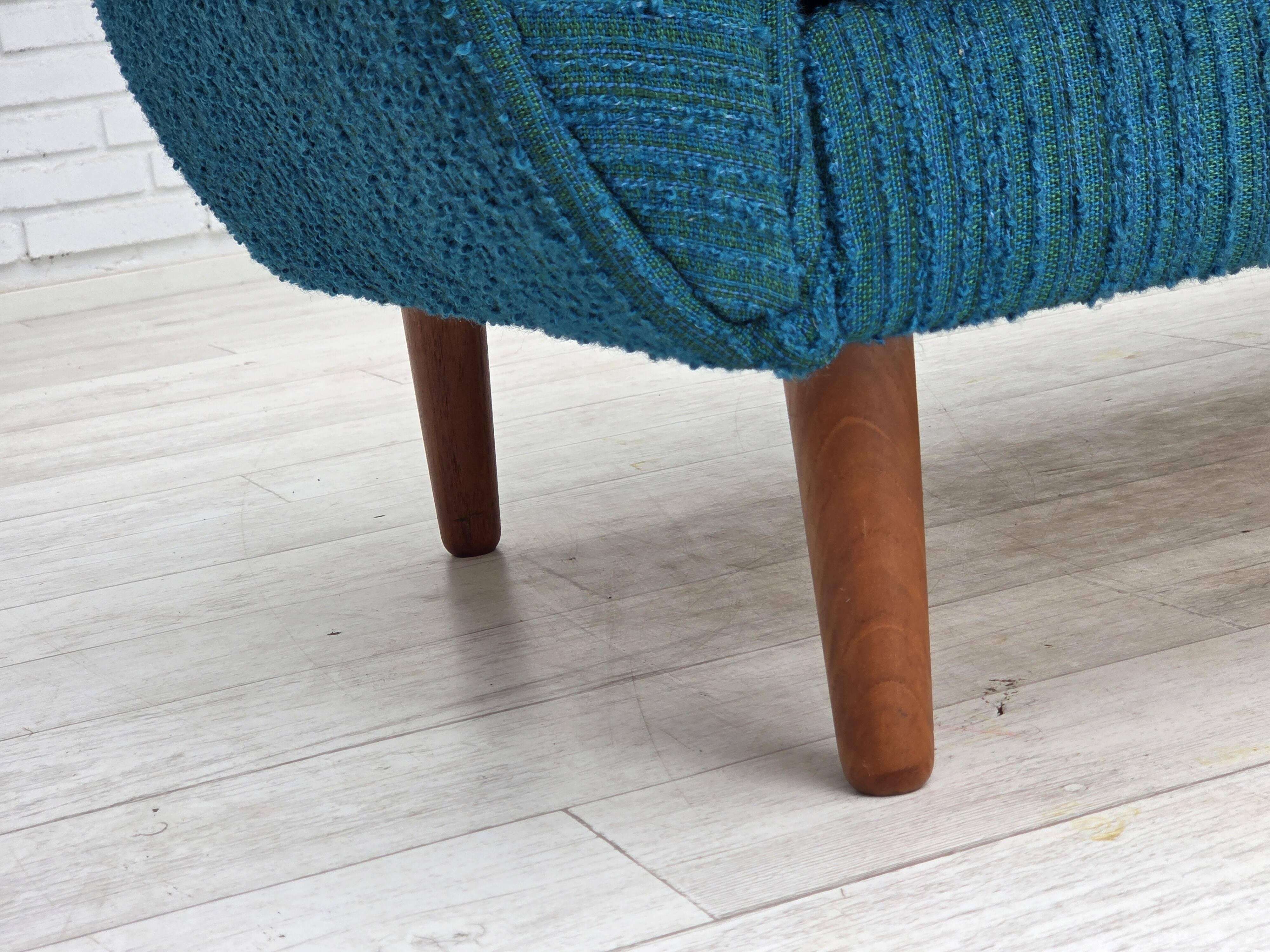 1970s, Danish 3-seater sofa, furniture wool, teak wood.