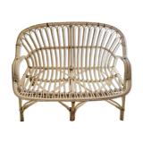 White rattan bench