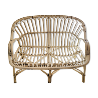 White rattan bench