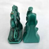 Pair of ART DECO bookends • Glazed earthenware enhanced with touches of fine gold • Circa 1930