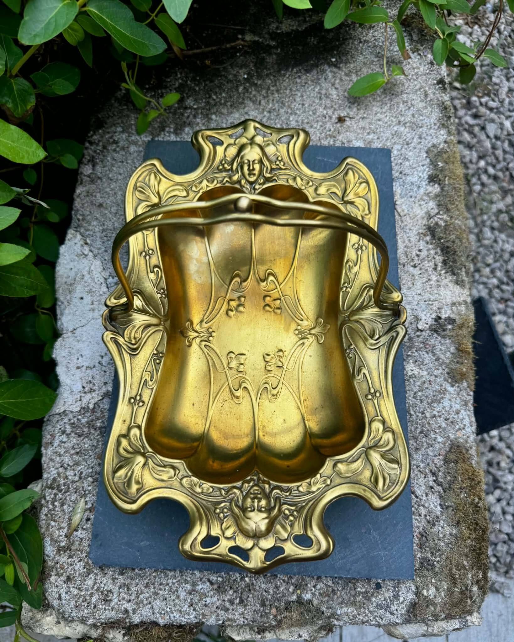 Golden metal fruit bowl Art Nouveau Jugendstil Germany