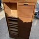 Double-column oak filing cabinet with curtains, 50.