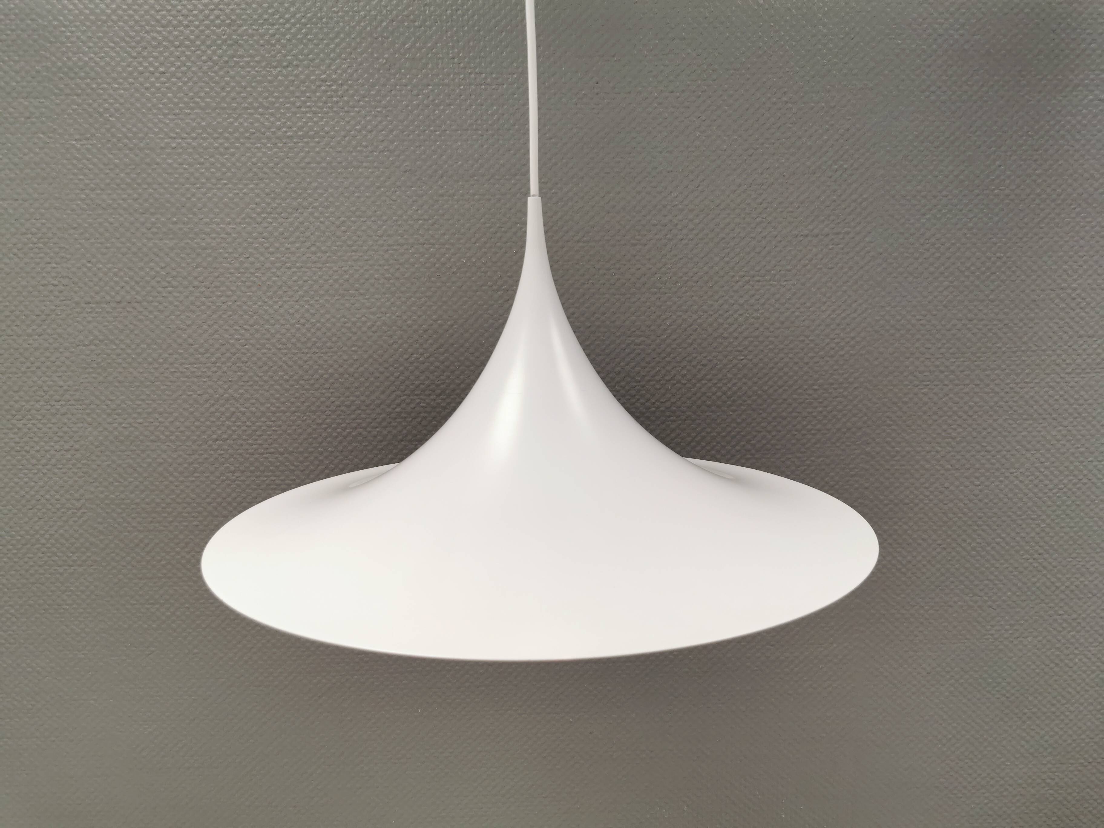 Vintage Fog & Mørup Semi Hanging Lamp, White Lacquered, Denmark 1970-80s