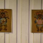 Pair of canvases on jute, ethnic art, framed by Trousson et Cie, Roubaix, 1970s.
