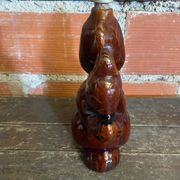 Bouteille Ancienne Grès Émaillée Forme Écureuil Marron + Bouchon Vinta