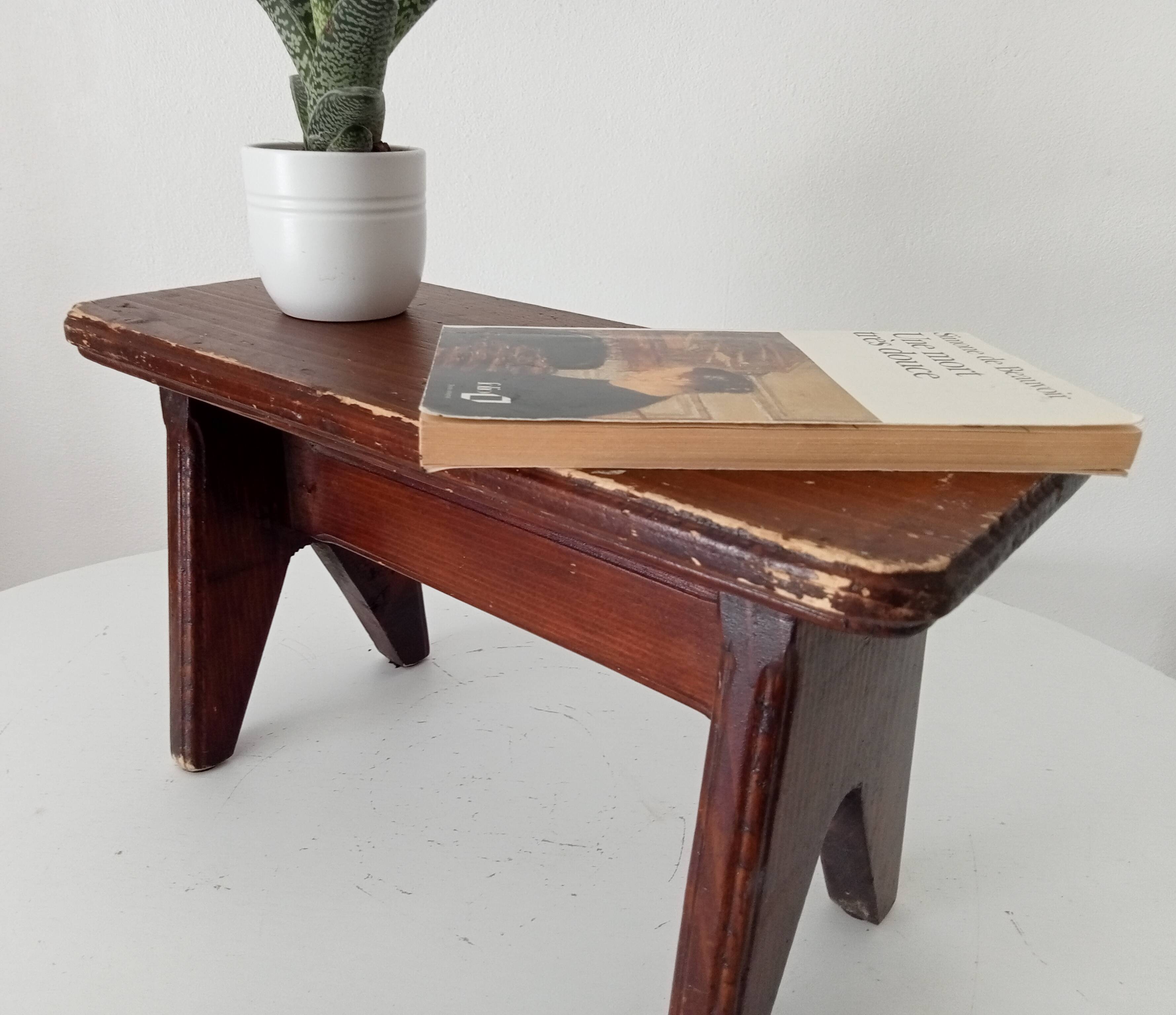 Vintage wooden plant stand stool