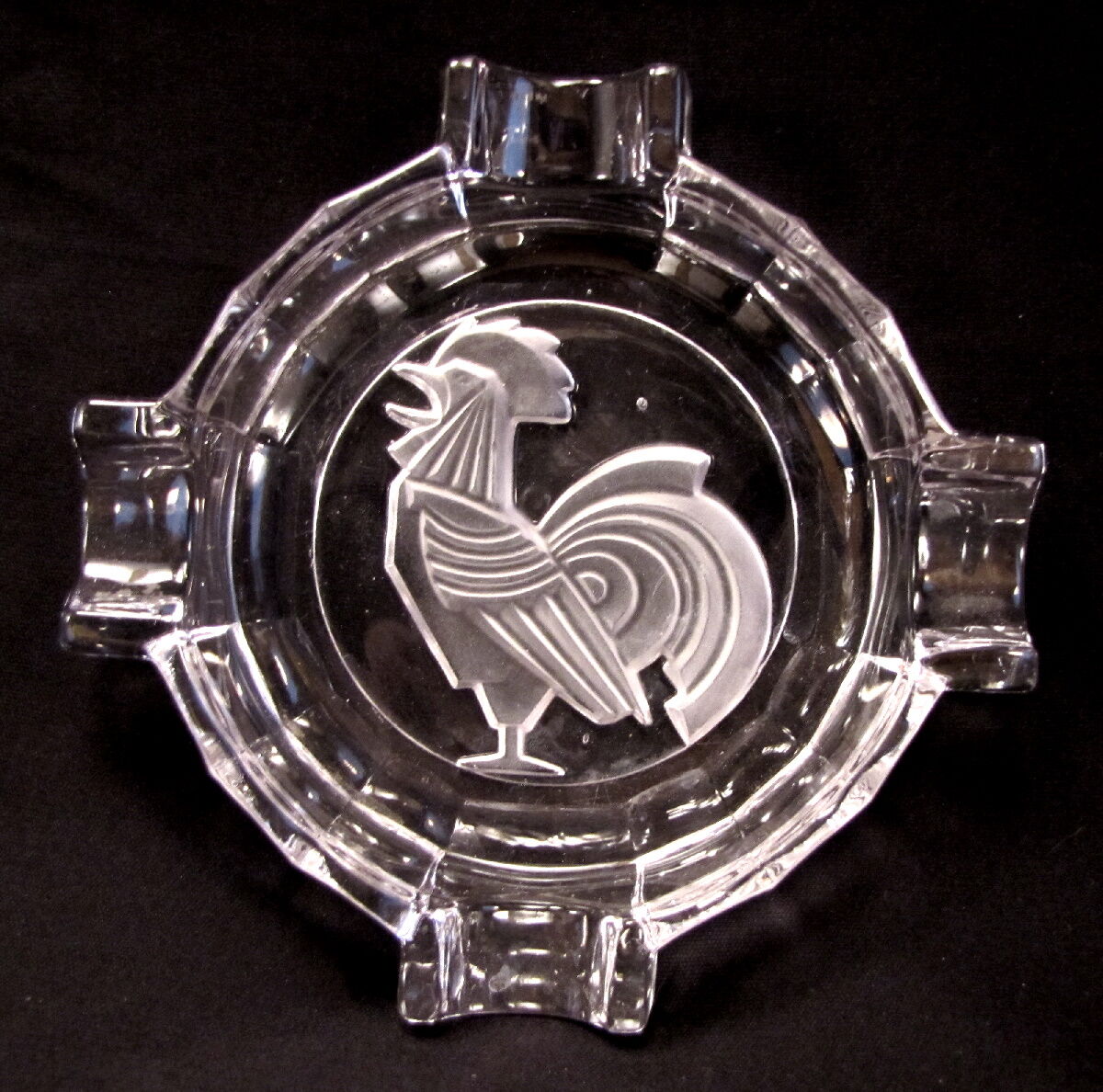 1930 art deco rooster glass ashtray
