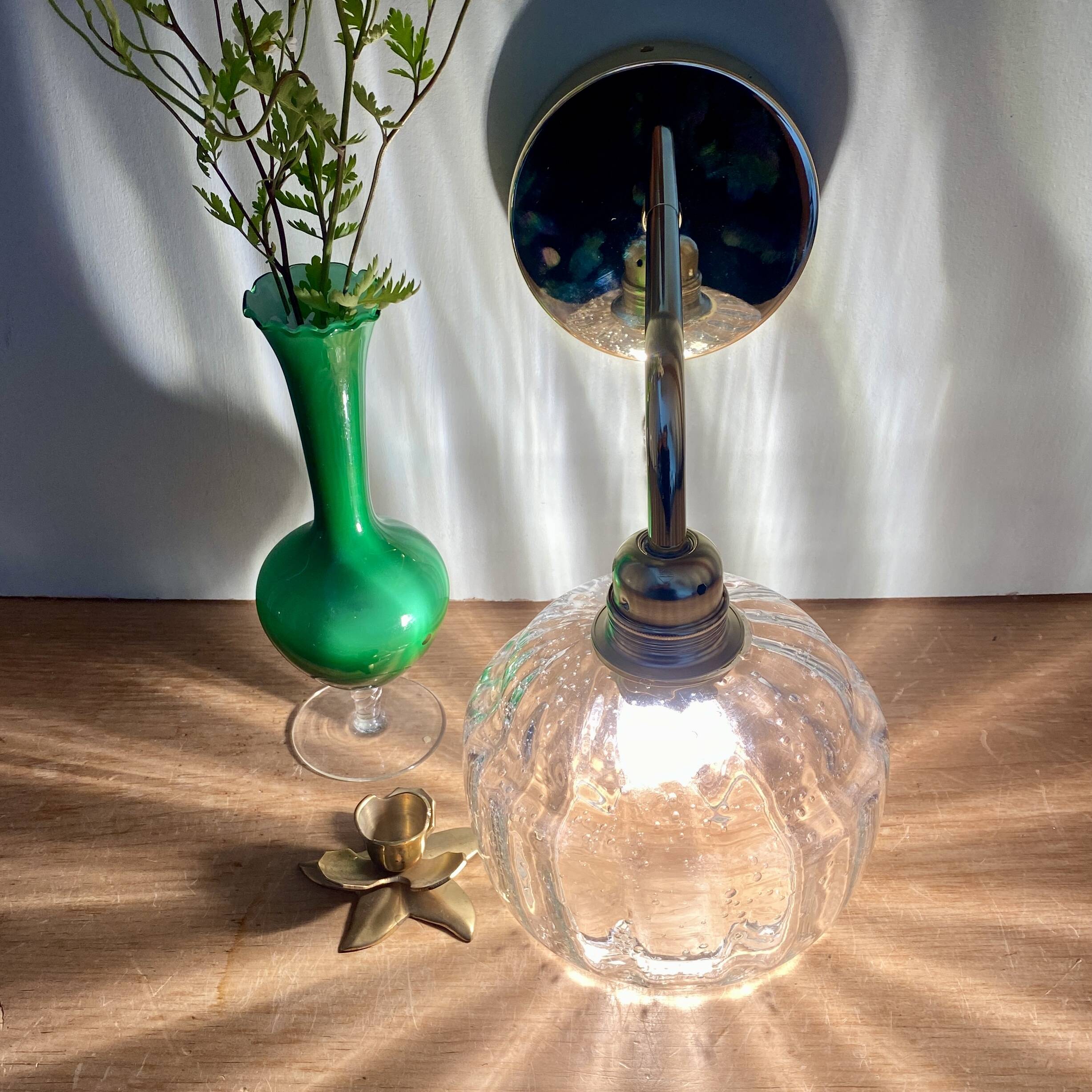 Vintage bubbled glass globe wall light