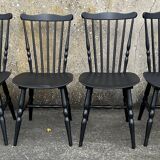 Lot of 6 vintage black Baumann Tacoma chairs from the 60s