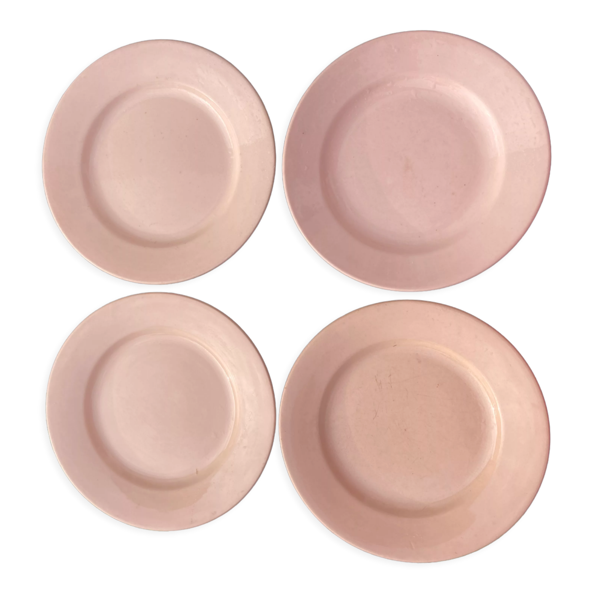 4 flat plates powder pink Digoin plain old
