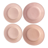4 flat plates powder pink Digoin plain old