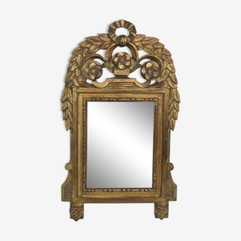Miroir à fronton vintage en bois doré, XXème