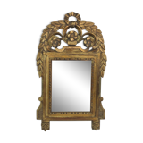 Vintage pediment mirror in gilded wood, XXth