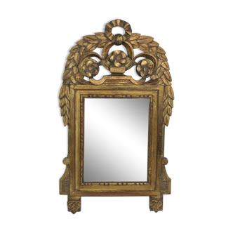 Vintage pediment mirror in gilded wood, XXth