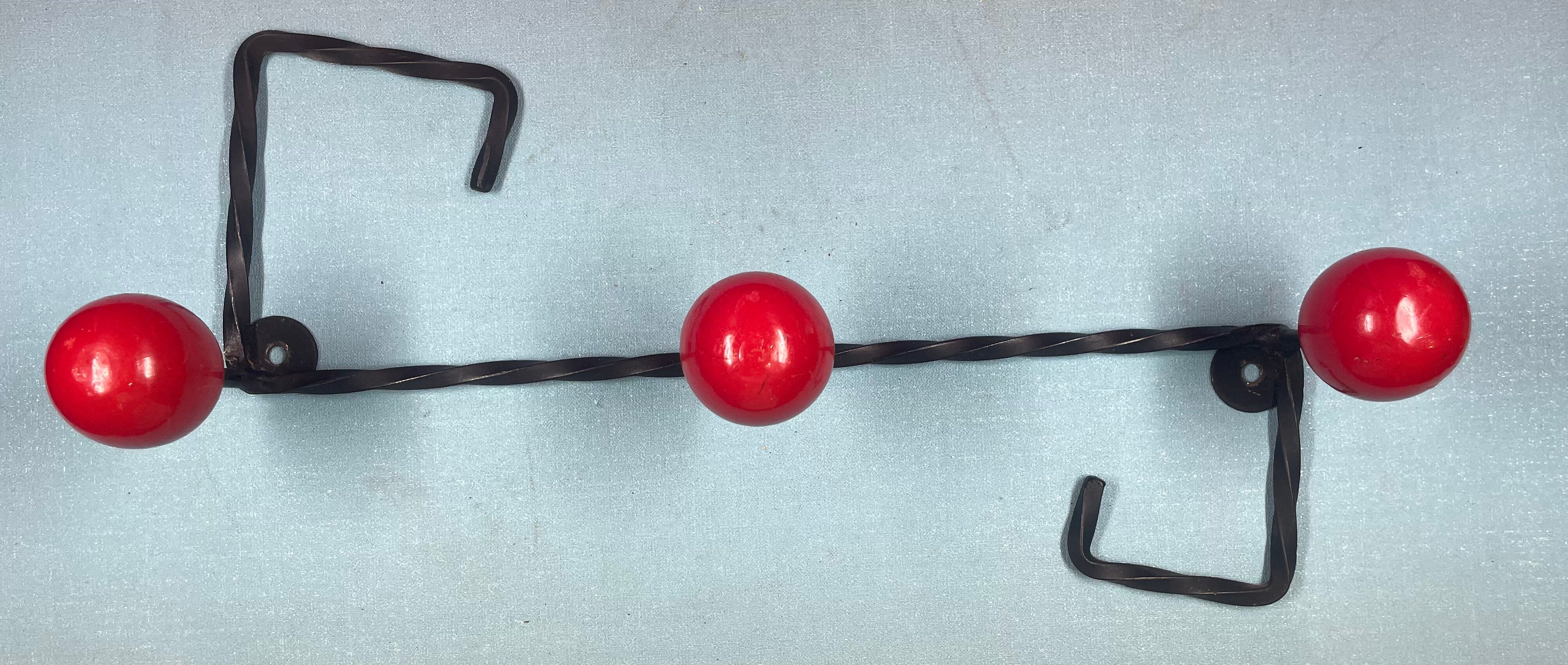 Coat rack hook wrought iron and wood