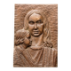Modernist bas-relief, Virgin and Child, carved wood, signed