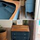 Restored antique drop-leaf secretary – natural wood & Night Blue