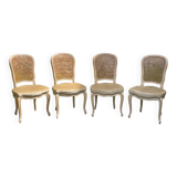 Cane and velvet chairs