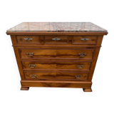 Louis-Philippe chest of drawers in cherry burl and Pyrenees marble top f