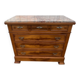 Commode Louis-Philippe en Ronce de Cerisier et dessus Marbre des Pyrénées f