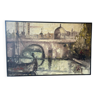 Landscape of barges on quays