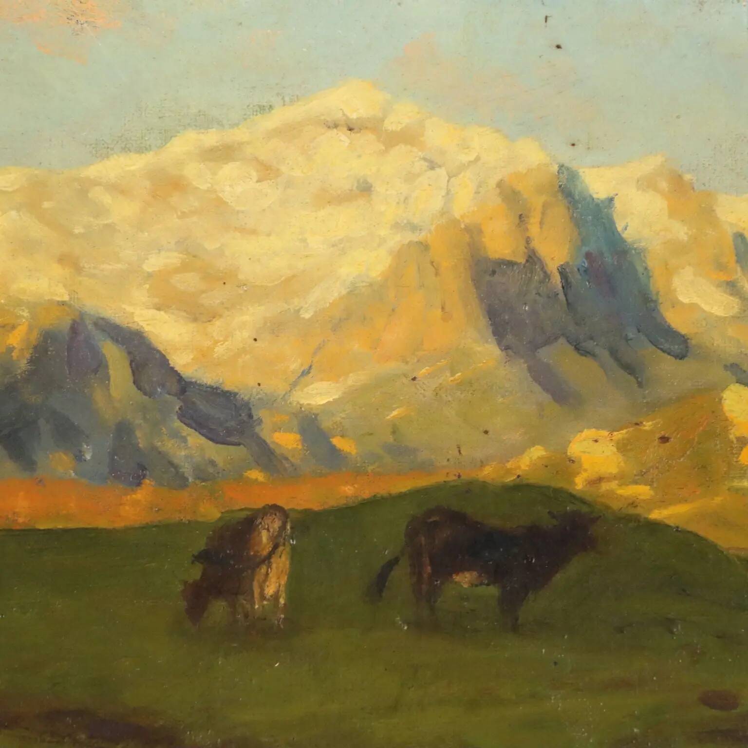 Old painting signed E. Spreafico, oil on canvas, Italy, 19th century.