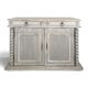 Louis XIII buffet with twisted column in grey patinated oak, two doors, two drawers.