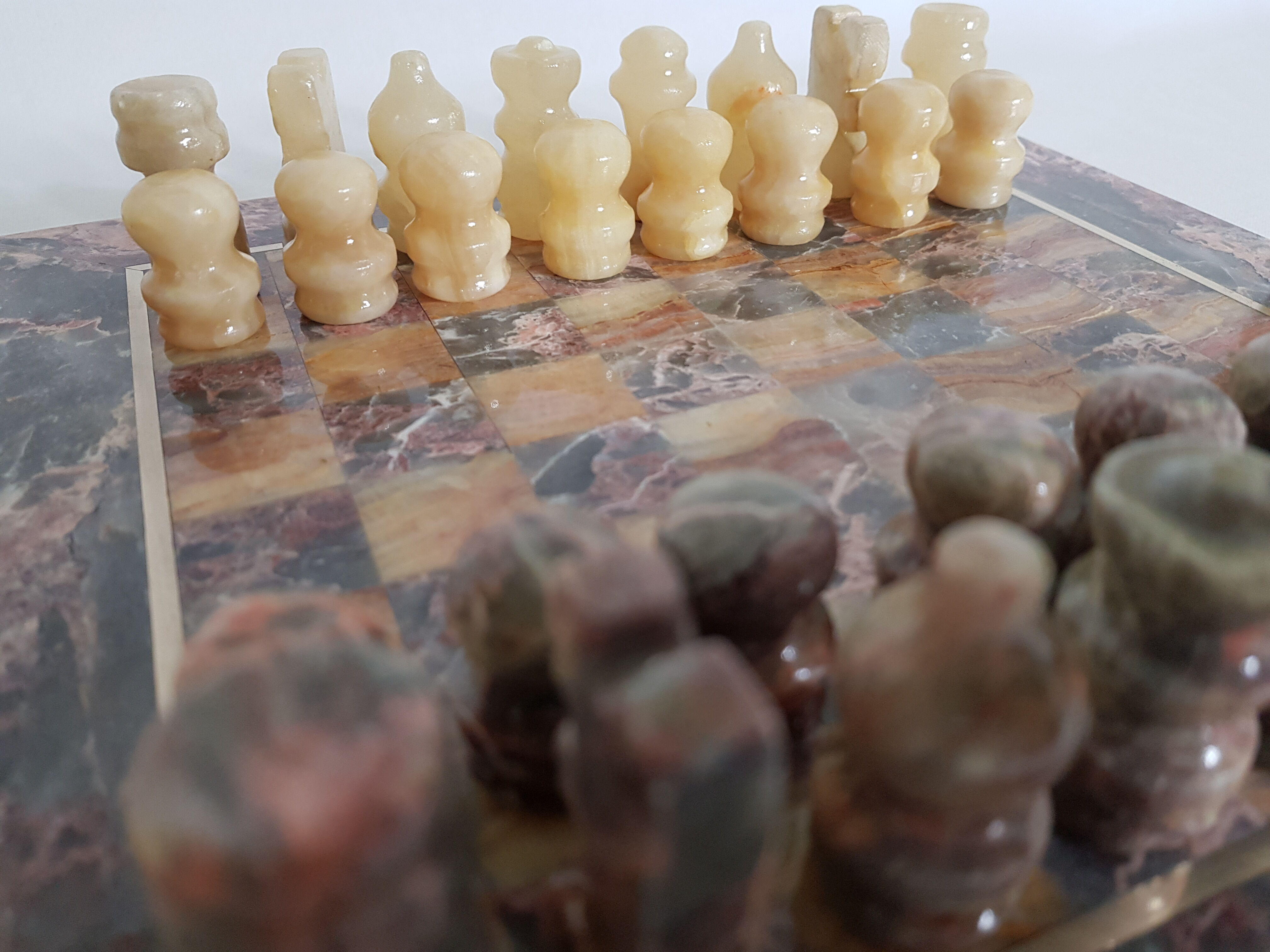 Chess game with vintage onyx board