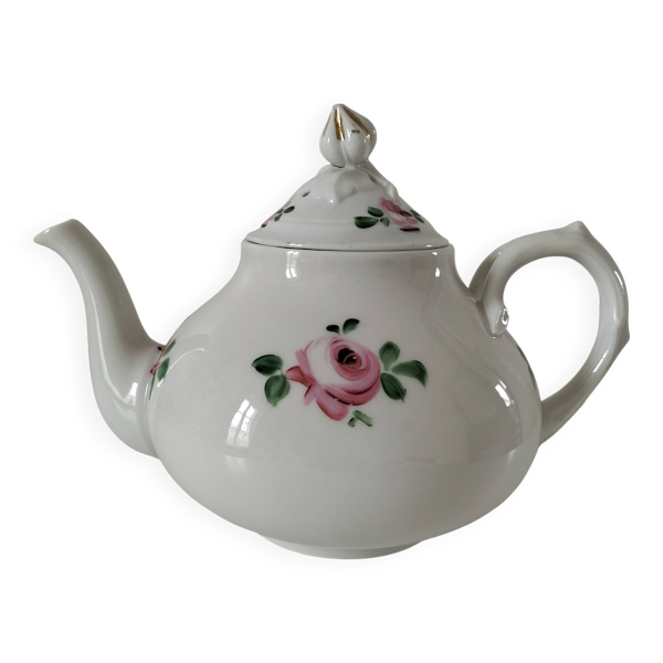 Théière porcelaine motifs roses