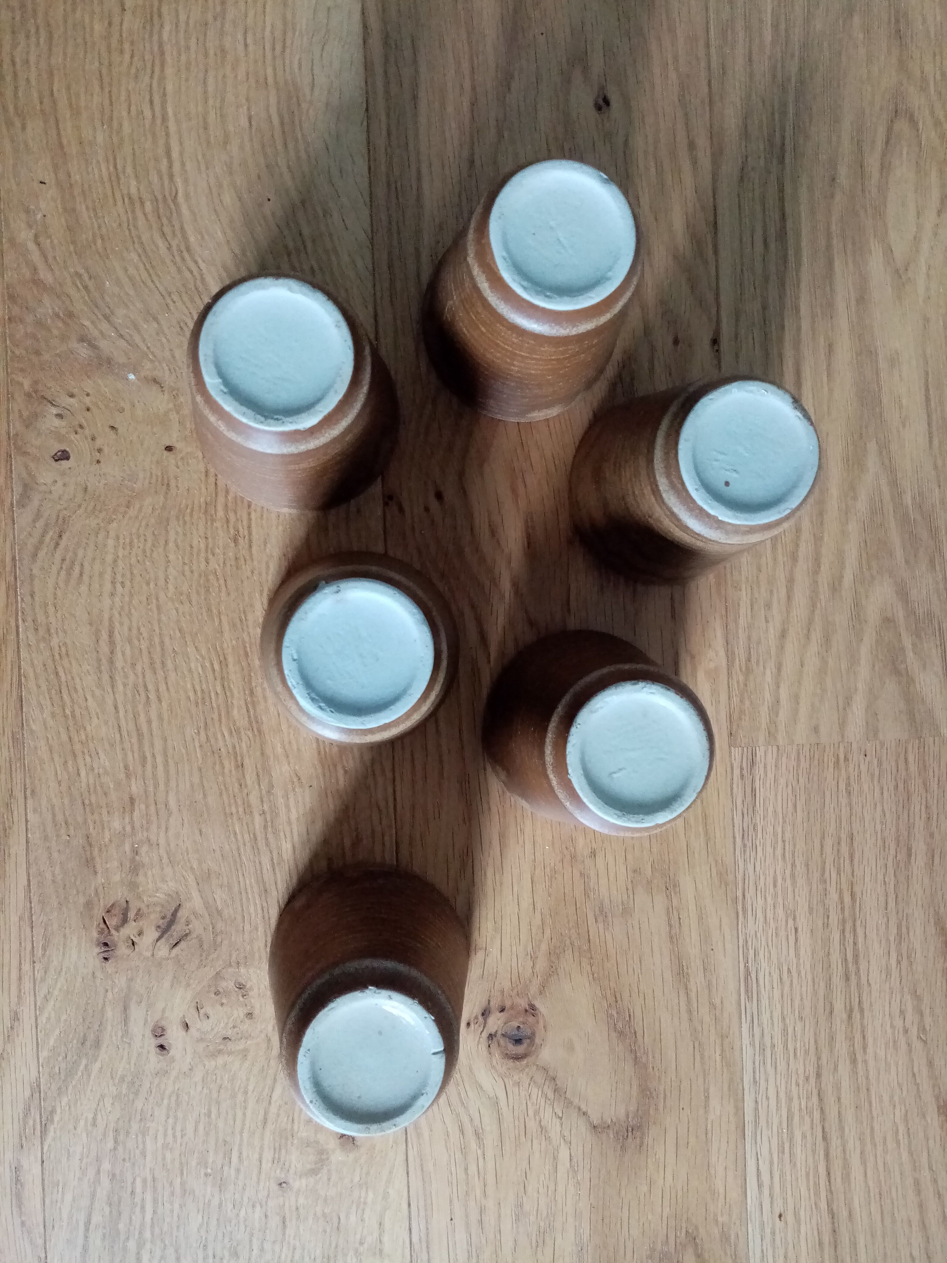 cups or glasses of enamelled sandstone, set of six