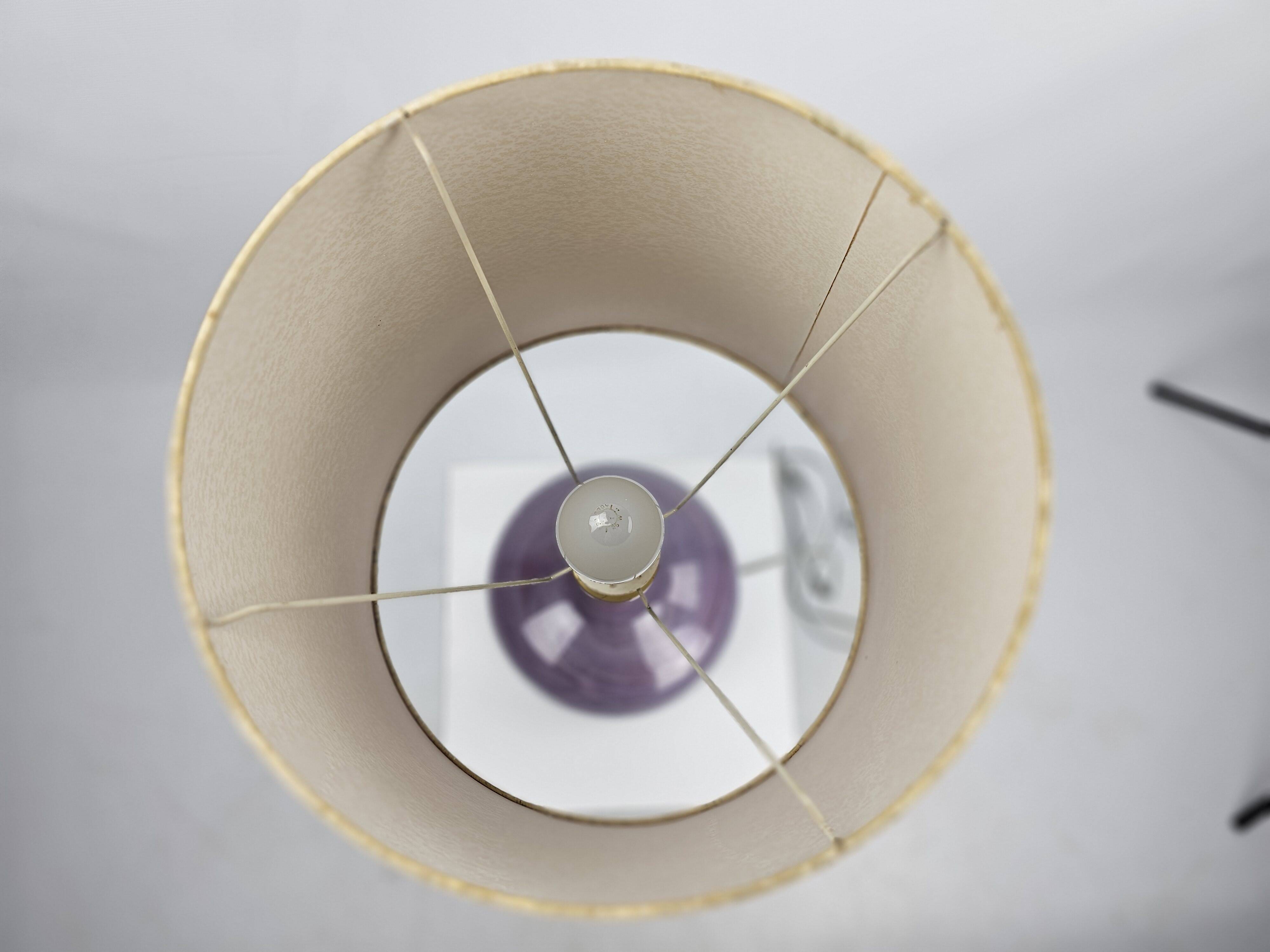 Lampe de table design Holmegaard modèle Troll 2 pied en verre couleur violet