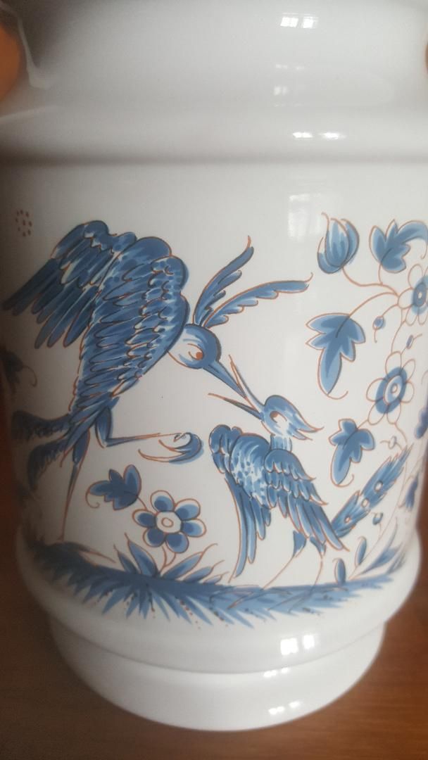 Olive pot decoration Blue moustiers in faience of Desvres GF Fourmaintraux