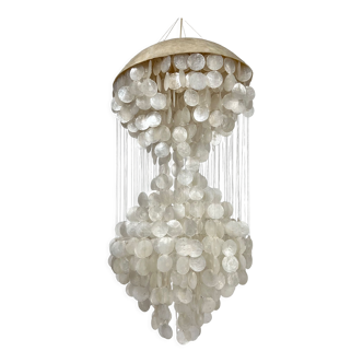 Hanging Capiz Lamp made of Mother in Pearl Disks, 1960s