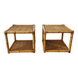 Pair of rattan end table bedside tables