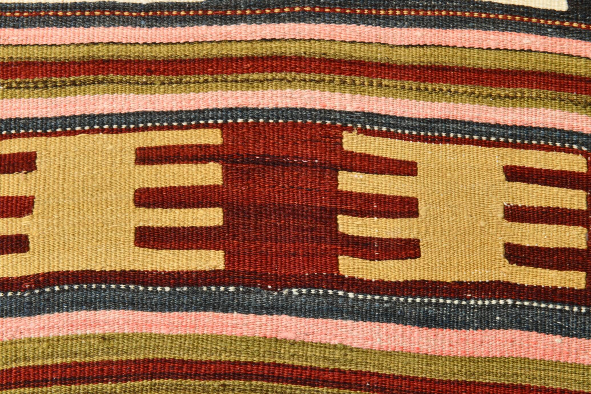 Tapis kilim turc Orientel 4x9, style géométrique, 132x280 cm