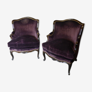 Pair of wing chairs style Louis XV