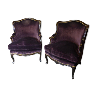 Pair of wing chairs style Louis XV